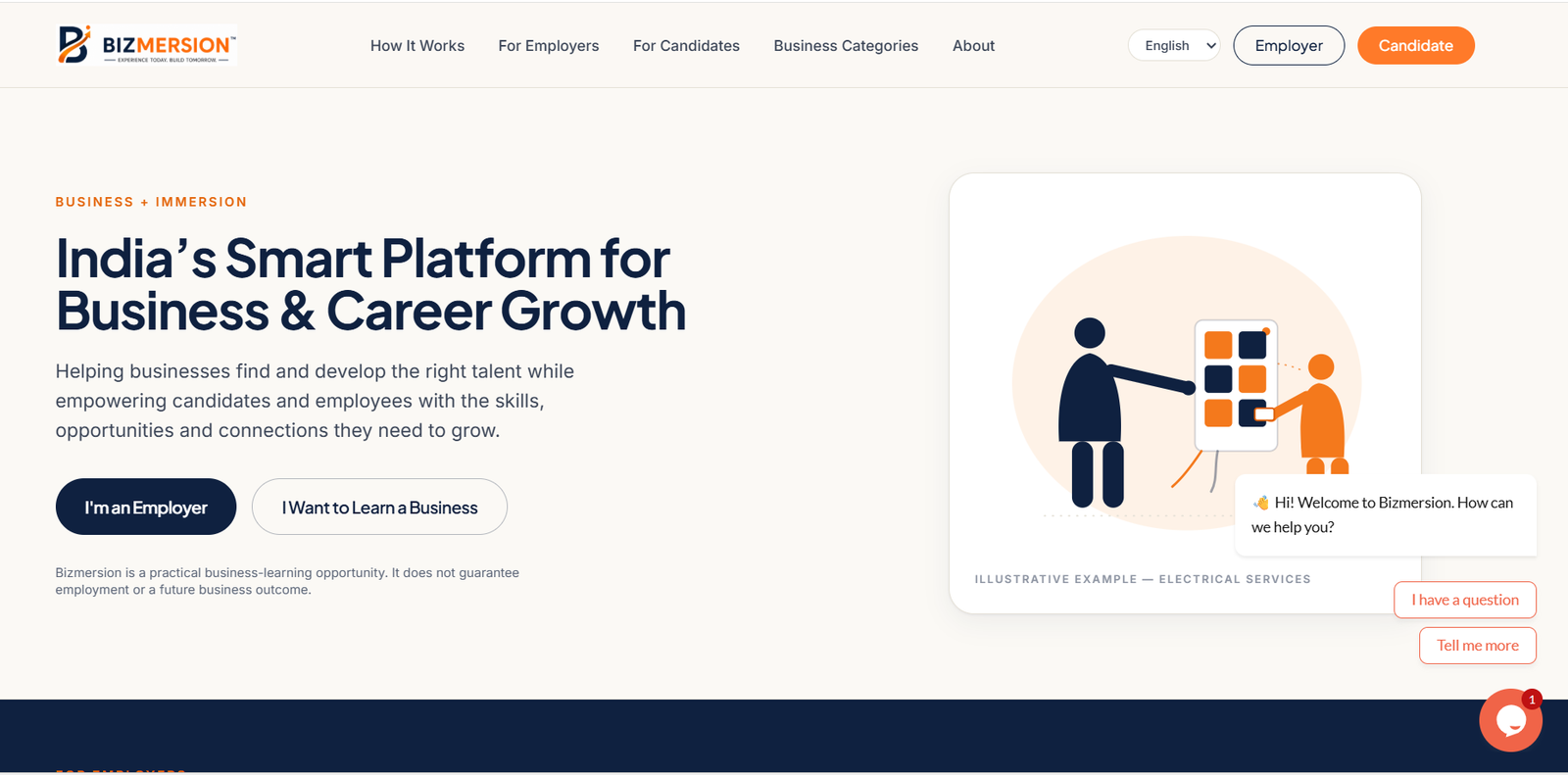 Bizmersion website homepage